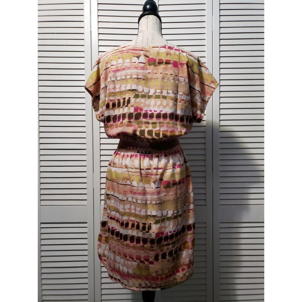 Eliza J. Blouson Dress Women's Size 8 Multicolor‎ Print Short Sleeve Knee Length - Picture 5 of 10